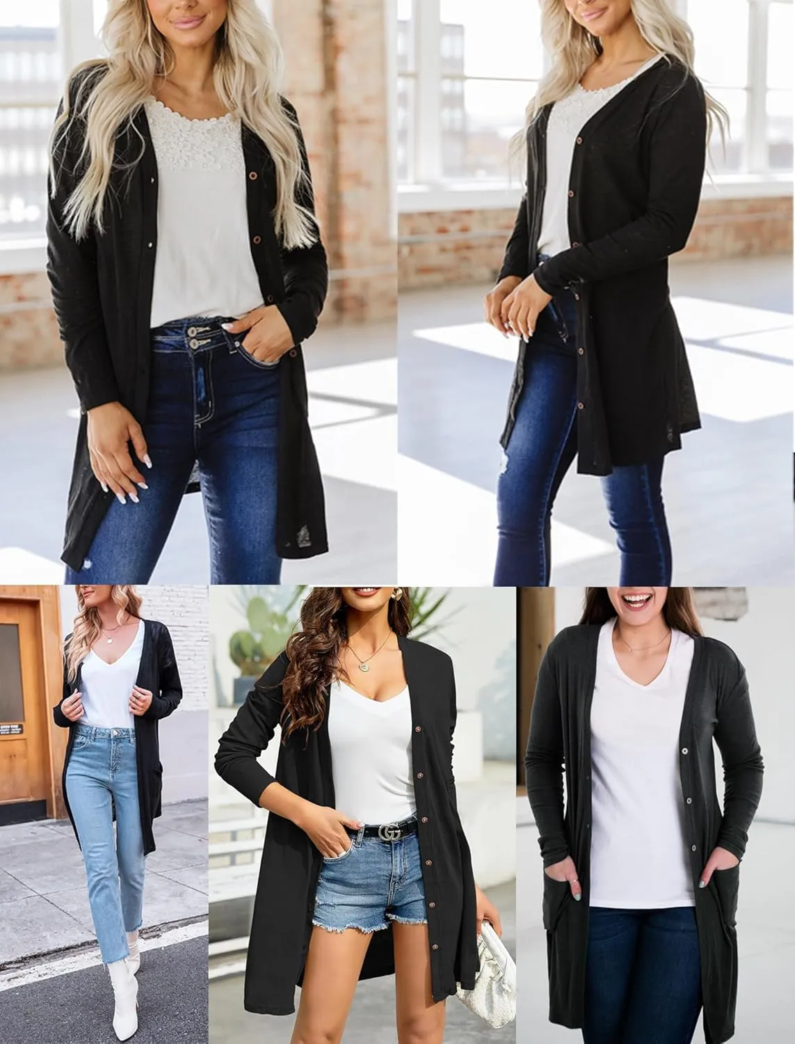 Yekaty Lightweight Cardigans for Women Summer Long Sleeve Open Front Sweaters Button Down Outwear