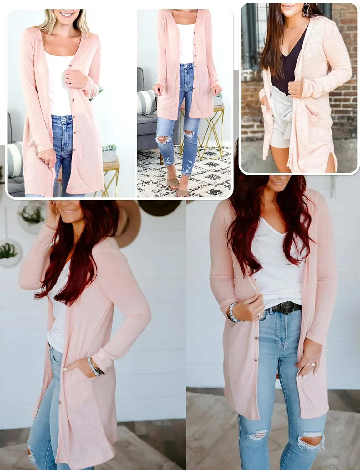 Yekaty Lightweight Cardigans for Women Summer Long Sleeve Open Front Sweaters Button Down Outwear
