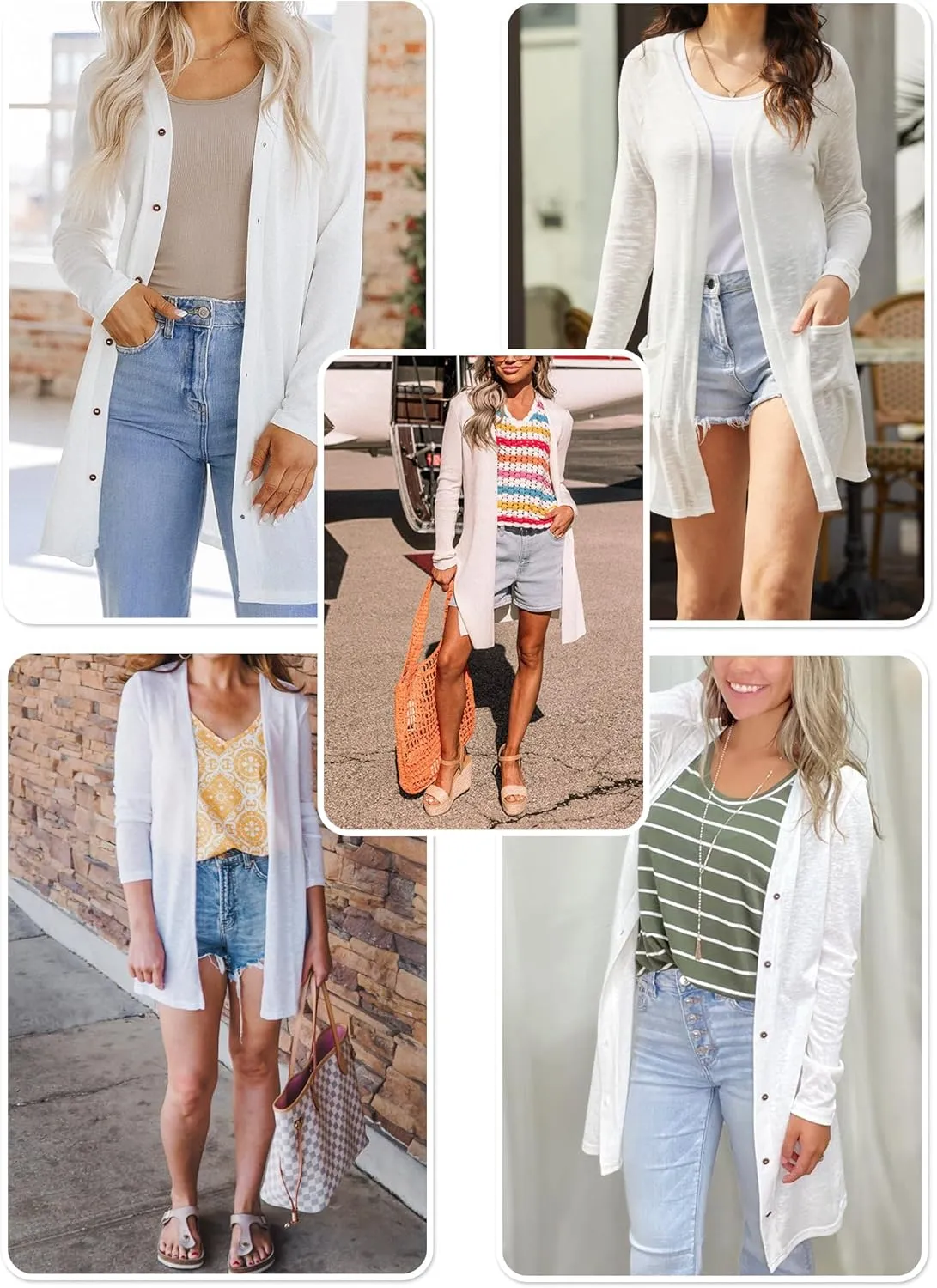 Yekaty Lightweight Cardigans for Women Summer Long Sleeve Open Front Sweaters Button Down Outwear