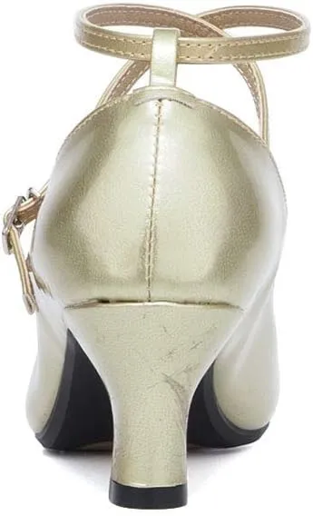 YKXLM Leather Low Heel Closed Toe Latin Dance Shoes Ankle Strap Ballroom Dance Shoes Character Party Prom Dancing Pump,DYPUHRD