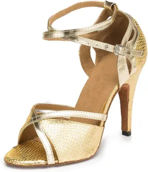 YKXLM Women Ballroom Dance Shoes Latin Salsa Performance Dance Shoes,035-10,Yellow,7.5 US