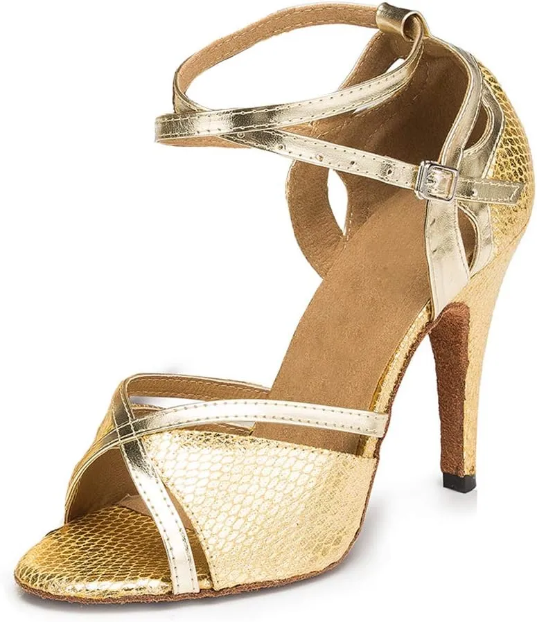 YKXLM Women Ballroom Dance Shoes Latin Salsa Performance Dance Shoes,035-10,Yellow,7.5 US