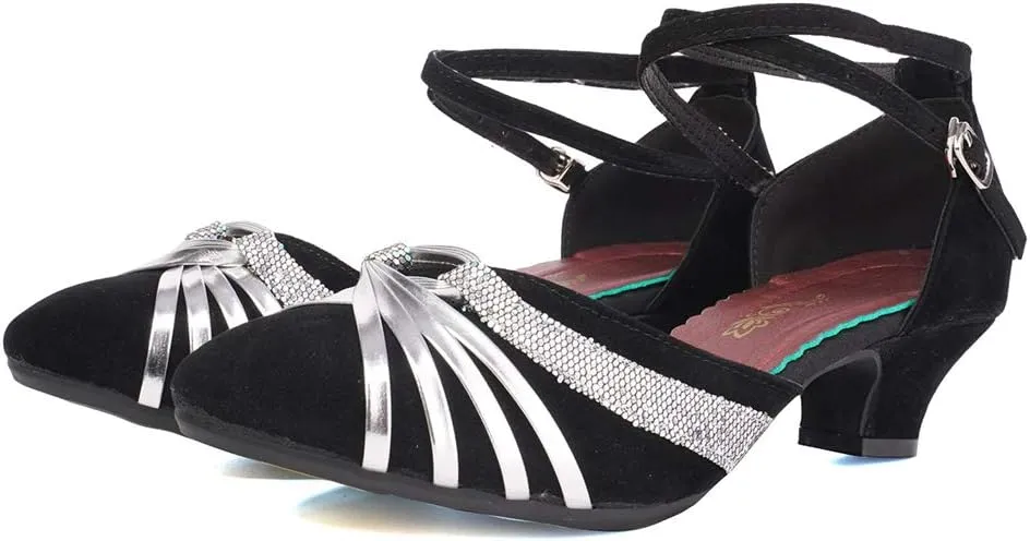 YKXLM Women's Standard Latin Dance Shoes Professional Ballroom Performance Character Wedding Shoes for Women,DYBJ