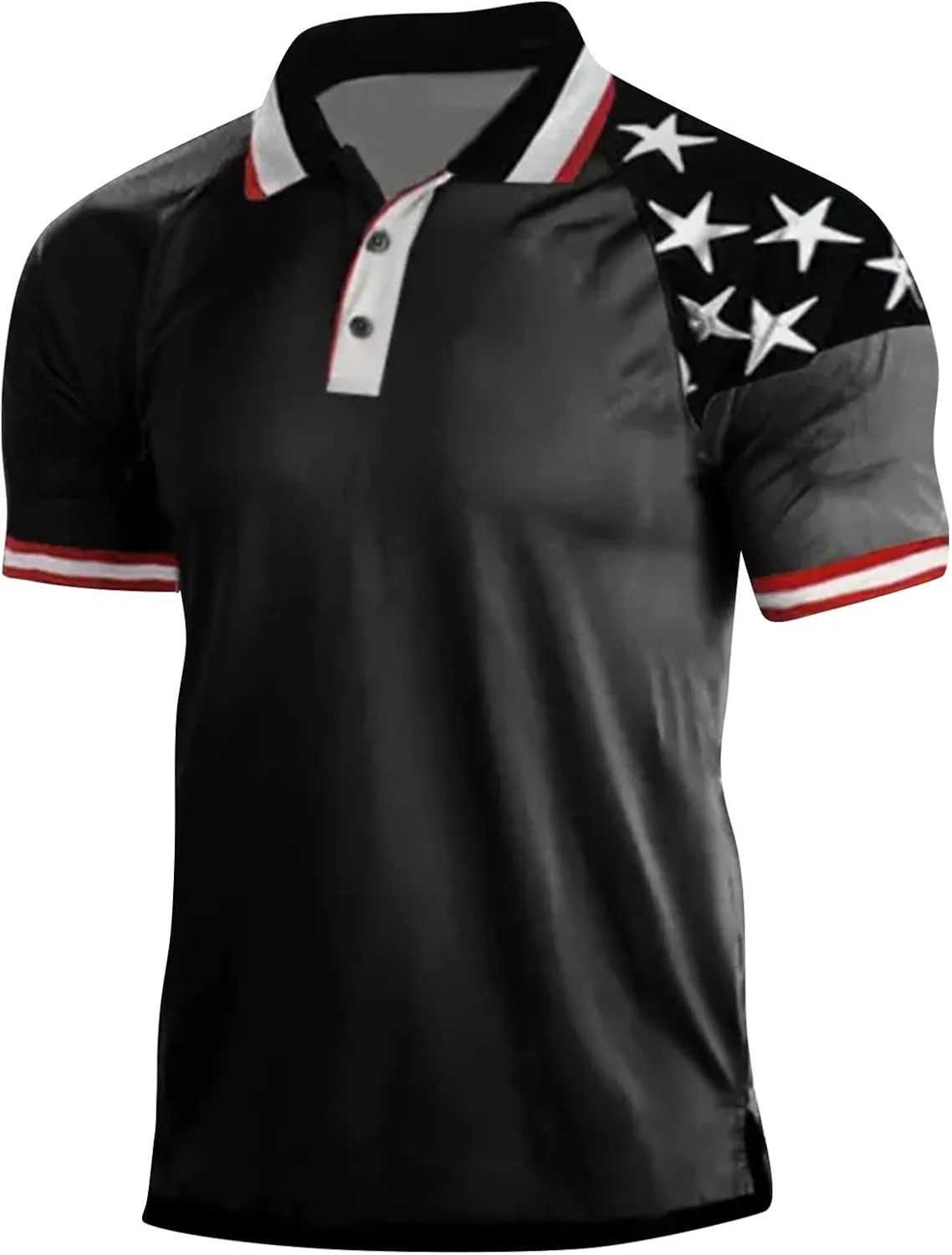 Ymosrh Mens 4th of July Polo Shirts Short Sleeve Tactical Shirts Casual Golf Shirts for Men, M-4XL