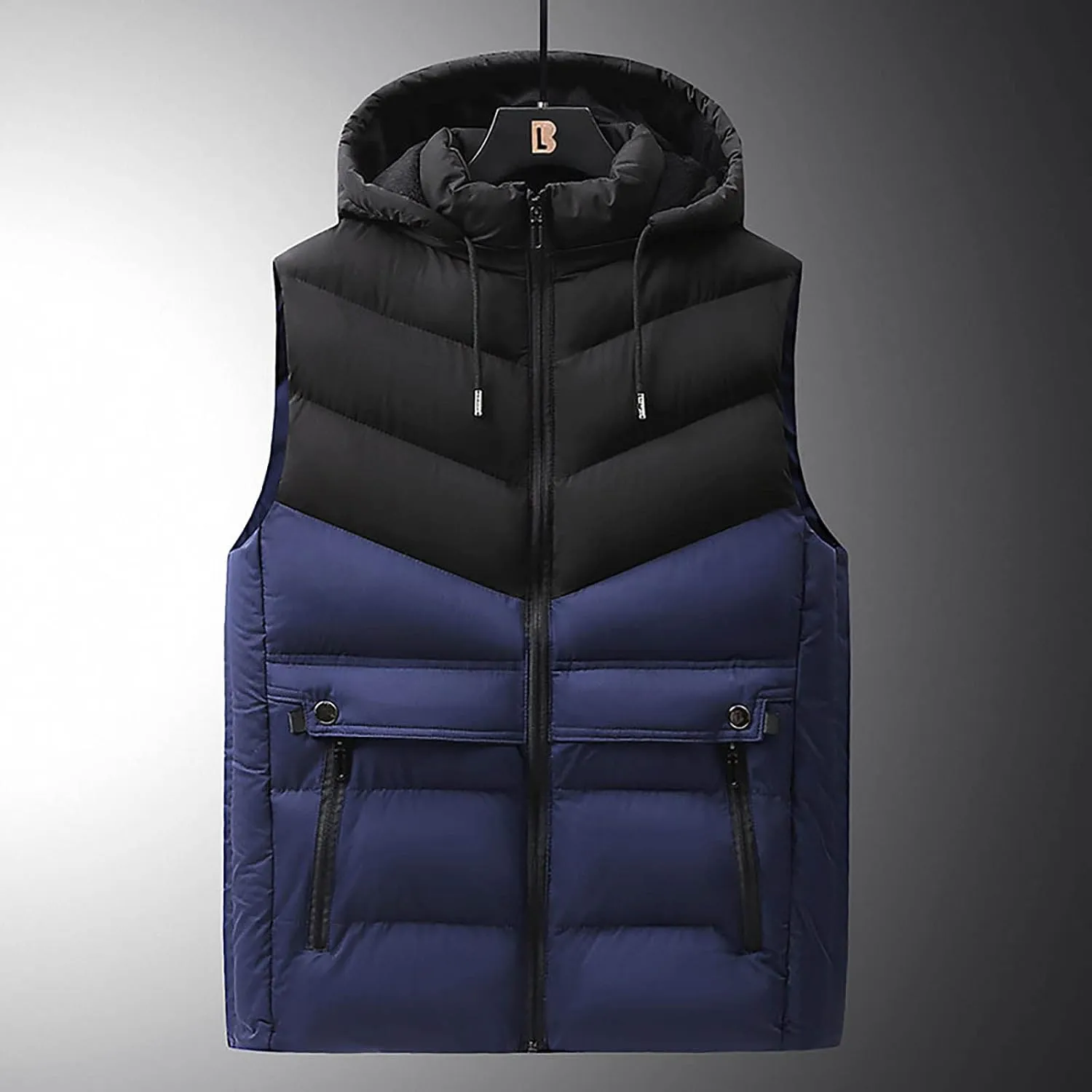 Ymosrh Men's Down Vest Lightweight Winter Vest Thicken Sleeveless Jacket With Hood Coats Puffer Vests Outerwear, L-6XL