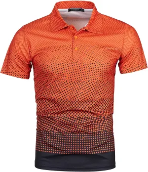 Ymosrh Men's Polo Shirts Summer Fashion Casual 3D Printing Shirt Lapel Casual Short Sleeve Top Shirts for Men, M-5XL
