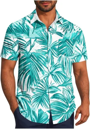 Zeiyignr Hawaiian Shirt for Men with Pocket - Short Sleeve Button Down Wrinkle-Resistant for Beach, Pool Parties, Vacation