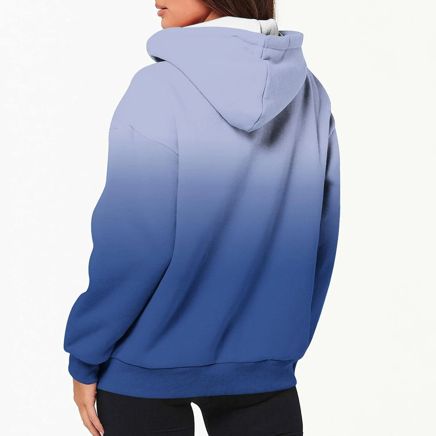 Zip Up Hoodie for Women Gradient Colors Y2K Sweatshirt Hoodies Sweater Casual Fleece Lined Track Jackets with Pockets