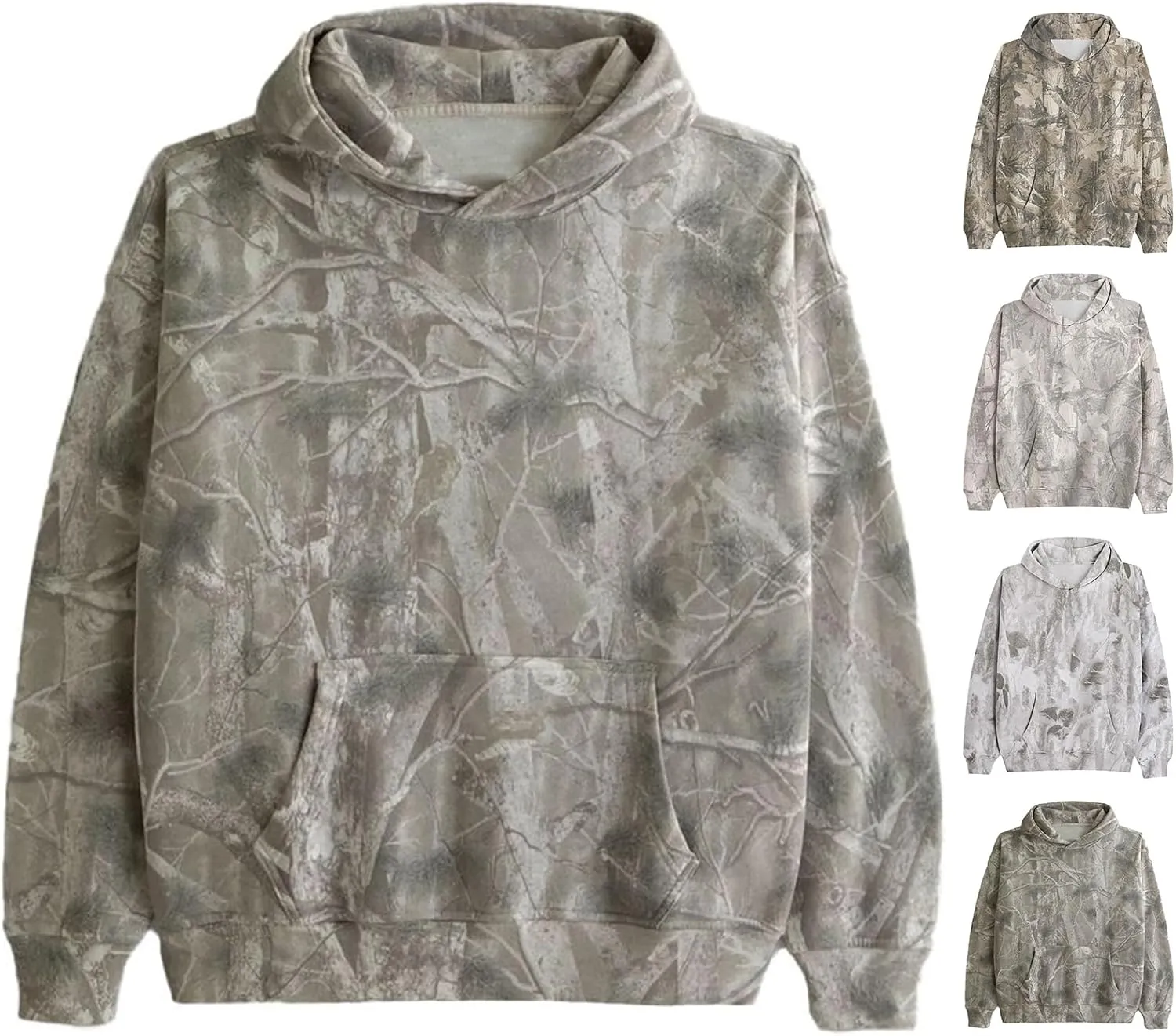 ZWRXW Womens Camo Hoodies Sweatshirts Maple Leaf Printed Fleece Oversized Pullover Casual Long Sleeve Tops with Pocket